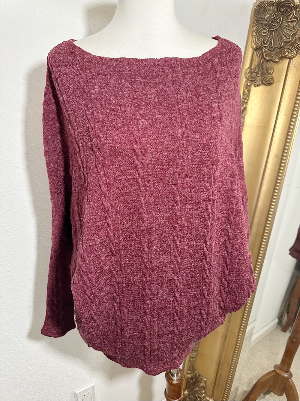 New Jolie Made In USA Boatneck Dolman Batwing Sleeve Red Knit Sweater Size Small